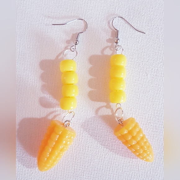 Me So Corny Corn Earrings Cob Nibblets Handmade Jewelry Hand Crafted NEW - Picture 2 of 9